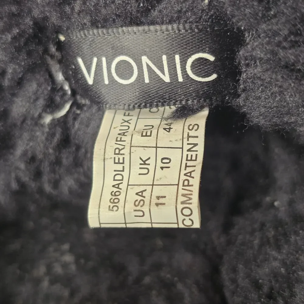 Vionic Irving Adler Moccasin Slipper Men's Size 11  Black Suede Slippers ​